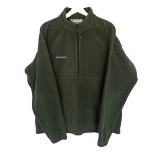Columbia Men’s XL Green Fleece Pullover 1/2 Zip Long Sleeve Lightweight Outdoor